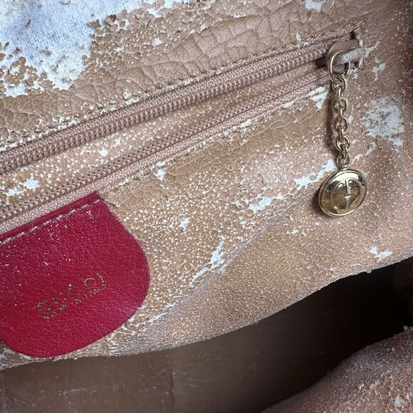 Authentic Vintage GUCCI Bamboo Red Calf Leather 2-Way Shoulder Hand Bag - Picture 11 of 13
